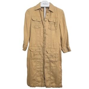 Lauren Ralph Lauren Safari Linen Shirt Dress Cargo Pockets Button Front Size 4